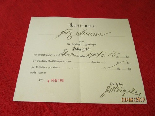 Original quittung aus - aus, nachlass