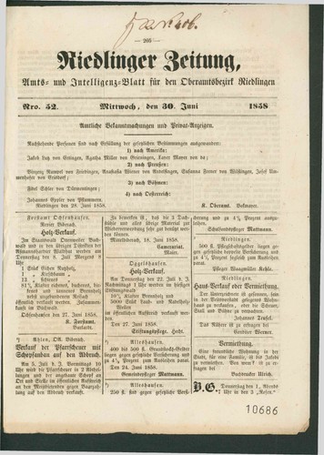 Riedlinger zeitung amts und - riedlinger,