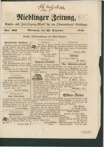 Riedlinger zeitung amts - riedlinger, amts-