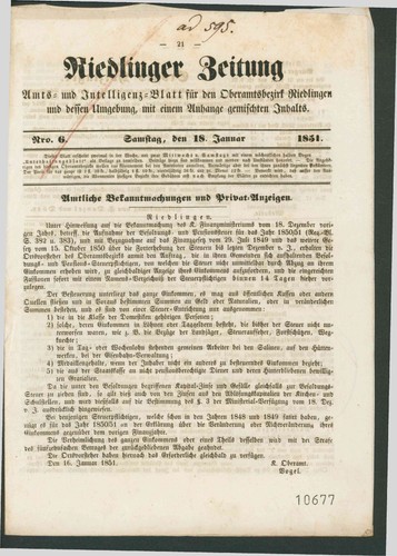 Riedlinger zeitung amts und - amts-,