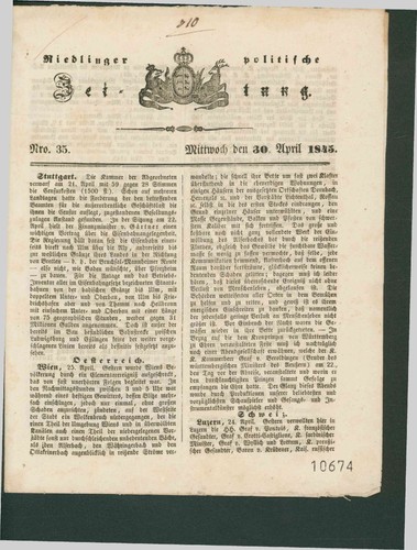 Riedlinger politische zeitung - riedlinger,