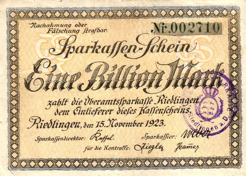 Riedlingen billion mark 1923 - riedlingen, 1
