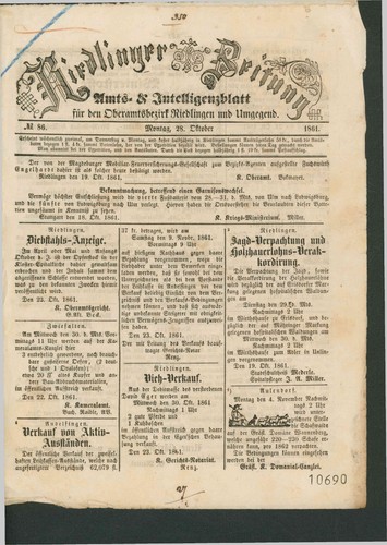 Riedlinger zeitung amts - zeitung., &